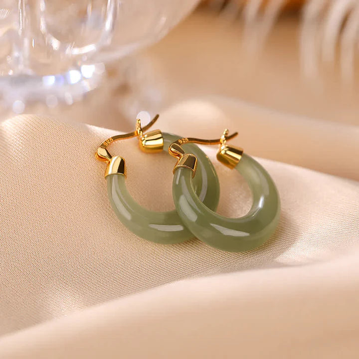 Artisan Handcrafted Jadeite Drop Earrings – 14K Gold Filled Accents for Prosperity & Protection
