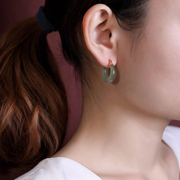 Artisan Handcrafted Jadeite Drop Earrings – 14K Gold Filled Accents for Prosperity & Protection