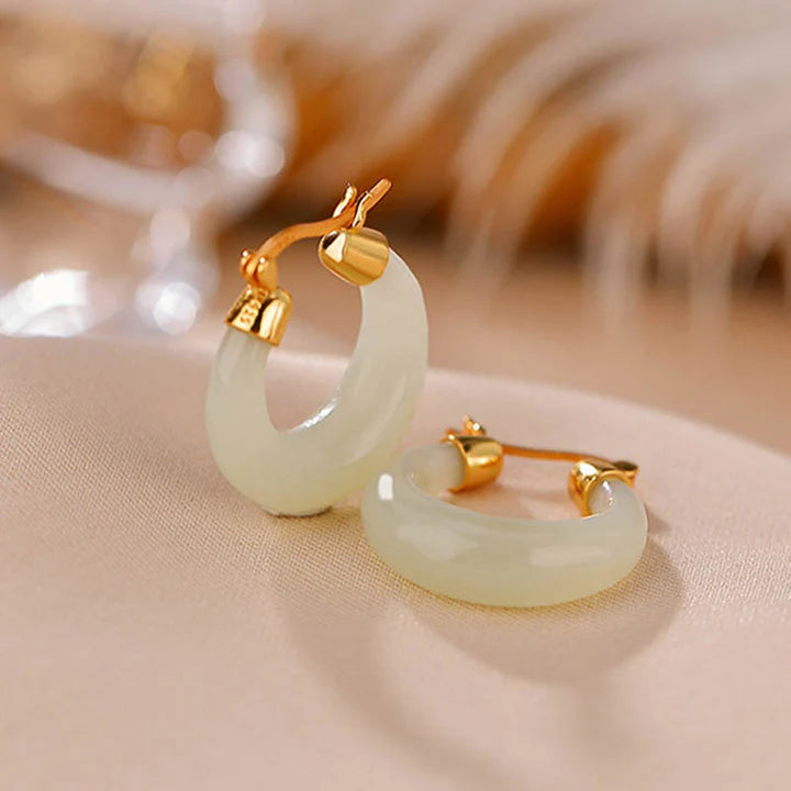 Artisan Handcrafted Jadeite Drop Earrings – 14K Gold Filled Accents for Prosperity & Protection