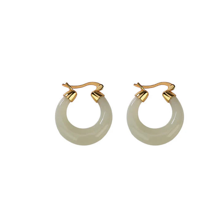Artisan Handcrafted Jadeite Drop Earrings – 14K Gold Filled Accents for Prosperity & Protection