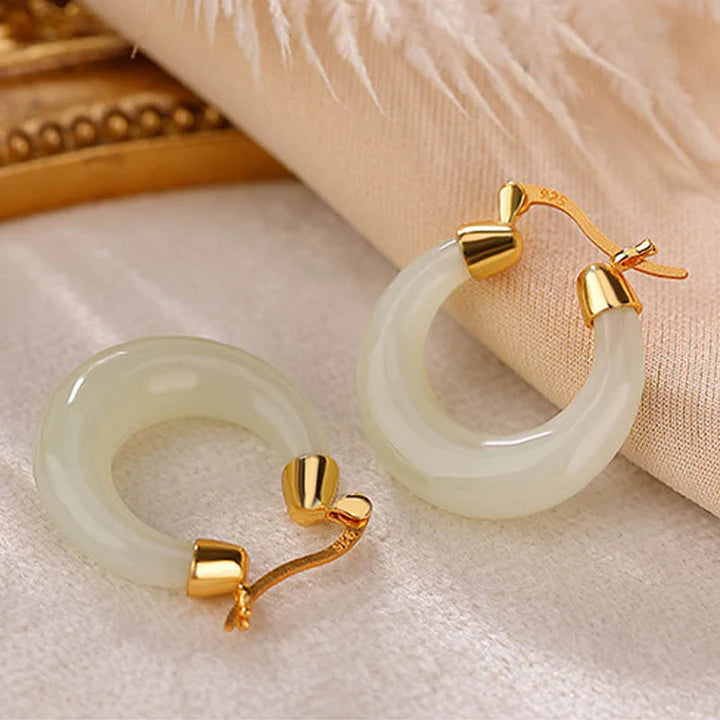 Artisan Handcrafted Jadeite Drop Earrings – 14K Gold Filled Accents for Prosperity & Protection